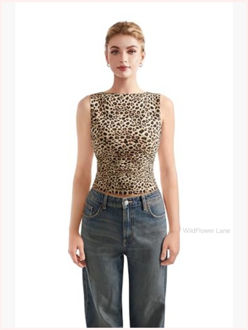 Double Lined Ruched Sleeveless Tank Top Going Out - Picture 2 of 7
